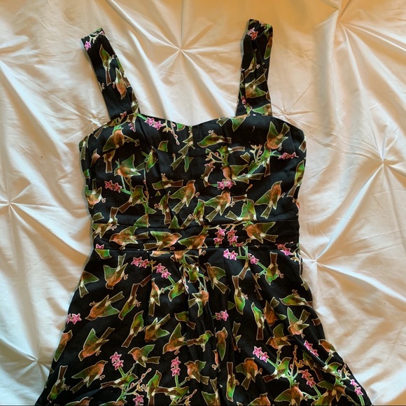 Bird pattern dress with pockets - Picture 3 of 6